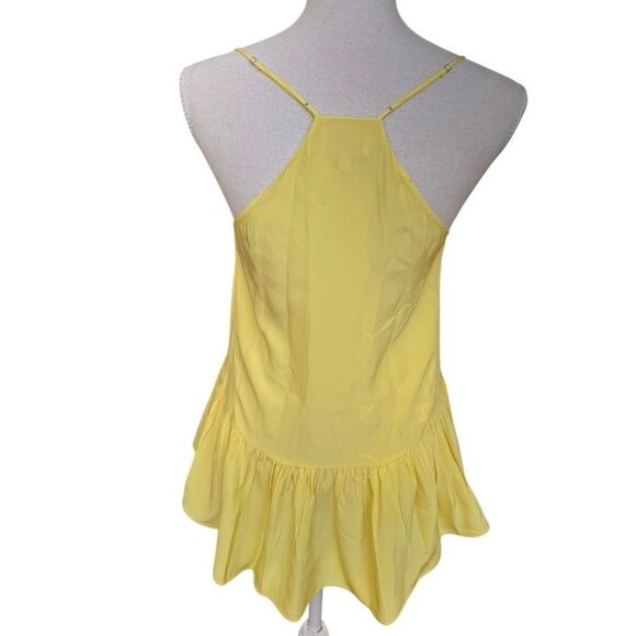 CINQ A SEPT Janet Ruffle Hem Silk Tank Yellow S - Picture 4 of 8
